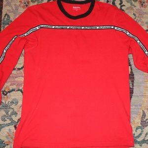 Red Supreme Tape Stripe Long Sleeve Shirt